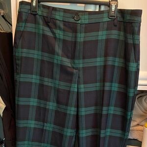 TALBOTS HOLIDAY SOUTHAMPTON STRAIGHT LEG PANTS BLACK WATCH TARTAN 12